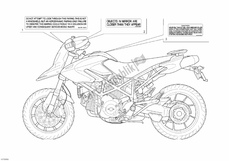 Toutes les pièces pour le étiquettes D'avertissement du Ducati Hypermotard 1100 EVO USA 2011